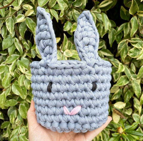 Tink and Reu | Grey Crochet Bunny Basket